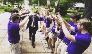 UNA President Ken Kitts with Students